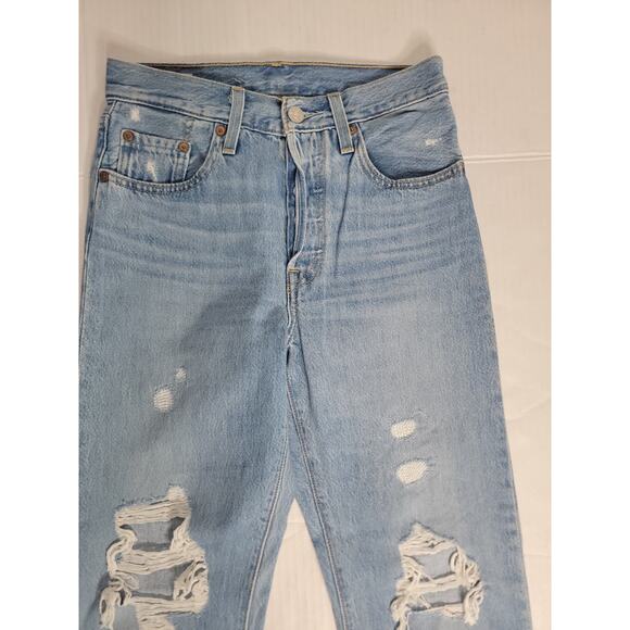 Levis 501 Premium Jeans Womens SZ 24 Straight High Rise Button Fly Rigid Big E - Picture 3 of 12